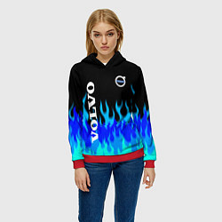 Толстовка-худи женская Volvo размытый огонь, цвет: 3D-красный — фото 2