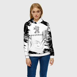 Толстовка-худи женская Peugeot Auto Бренд, цвет: 3D-белый — фото 2