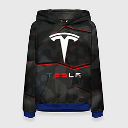 Толстовка-худи женская Tesla Sport Logo, цвет: 3D-синий