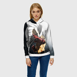 Толстовка-худи женская One Punch Man - Сайтама, цвет: 3D-белый — фото 2