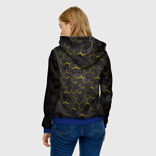 Женская толстовка Lamborghini - Золотые соты / 3D-Синий – фото 4