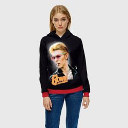 Толстовка-худи женская David Bowie Smoking, цвет: 3D-красный — фото 2