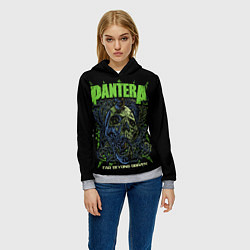 Толстовка-худи женская Pantera green череп, цвет: 3D-меланж — фото 2