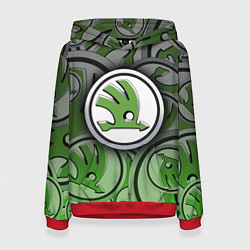 Толстовка-худи женская Skoda Carbone Pattern, цвет: 3D-красный