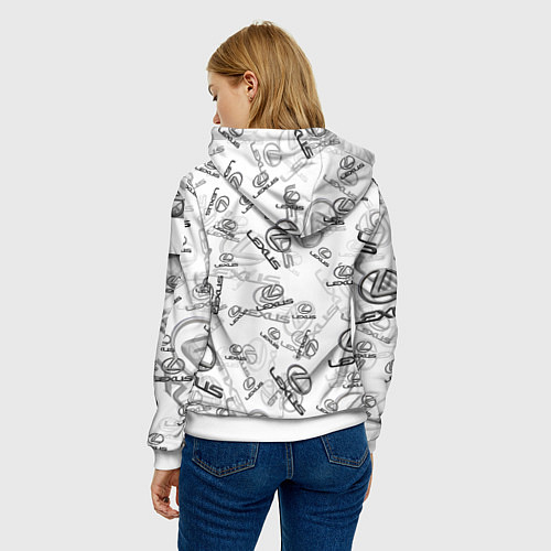 Женская толстовка LEXUS BIG EMBLEMA PATTERN / 3D-Белый – фото 4