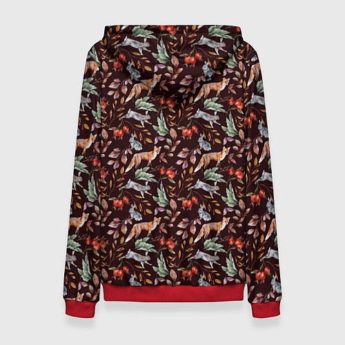 Женская толстовка Лесная лисичка паттерн / 3D-Красный – фото 2