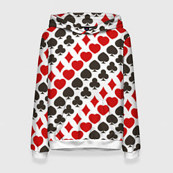 Толстовка-худи женская Карточные Масти Card Suits, цвет: 3D-белый