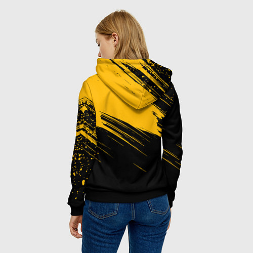 Женская толстовка Black and yellow grunge / 3D-Черный – фото 4