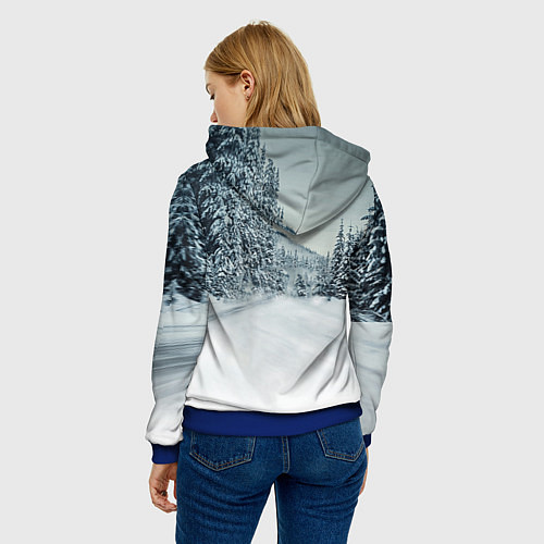 Женская толстовка Лексус - зимняя дорога! / 3D-Синий – фото 4