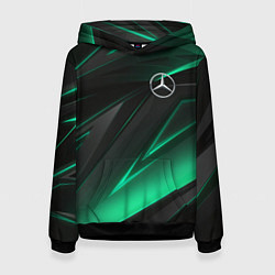 Толстовка-худи женская MERCEDES-BENZ AMG NEON STRIPES PETRONAS, цвет: 3D-черный