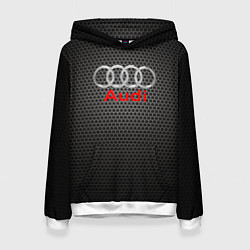 Толстовка-худи женская Audi карбон, цвет: 3D-белый