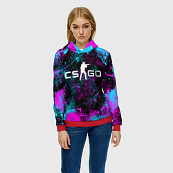 Толстовка-худи женская КС ГО НЕОН CS GO NEON, цвет: 3D-красный — фото 2