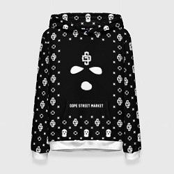 Толстовка-худи женская Узор Black Phantom Ski Mask Dope Street Market, цвет: 3D-белый