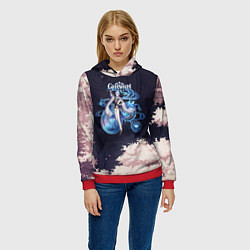 Толстовка-худи женская Genshin Impact - Kamisato Ayato, цвет: 3D-красный — фото 2