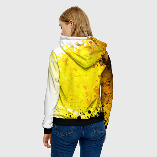 Женская толстовка РОССИЙСКАЯ ИМПЕРИЯ - ГЕРБ - Брызги / 3D-Черный – фото 4