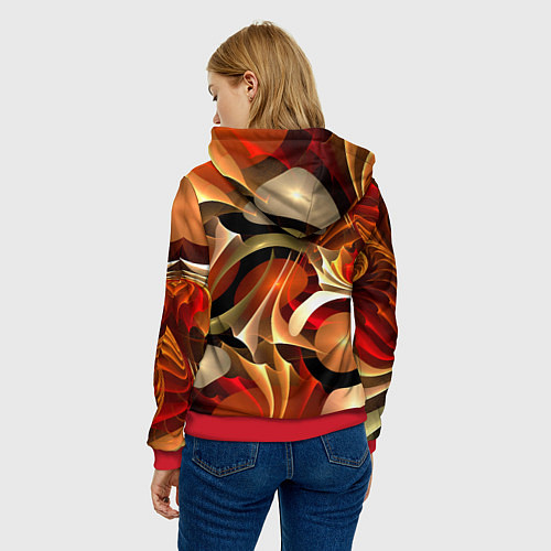 Женская толстовка Абстрактные цифровые спирали / 3D-Красный – фото 4