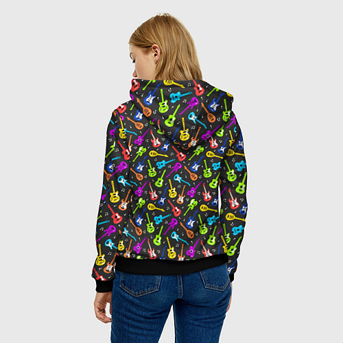 Женская толстовка Разноцветные Гитары / 3D-Черный – фото 4