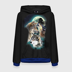 Женская толстовка Волки и Луна Wolves