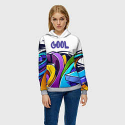 Толстовка-худи женская Уличное граффити!, цвет: 3D-меланж — фото 2