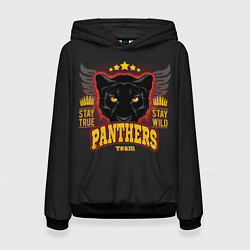 Толстовка-худи женская ПАНТЕРА PANTHERS, цвет: 3D-черный