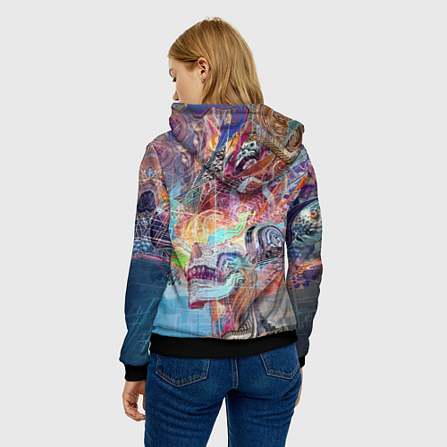 Женская толстовка Cyber skull Vanguard pattern / 3D-Черный – фото 4