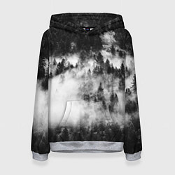 Толстовка-худи женская Мрачный лес - туман, цвет: 3D-меланж