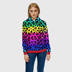 Толстовка-худи женская Leopard Pattern Neon, цвет: 3D-красный — фото 2