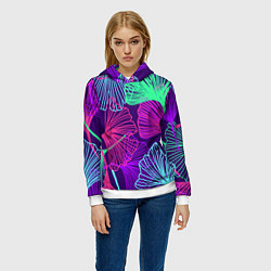 Толстовка-худи женская Neon color pattern Fashion 2023, цвет: 3D-белый — фото 2