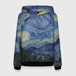 Толстовка-худи женская Звездная ночь Ван Гога, цвет: 3D-черный