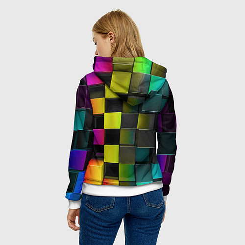 Женская толстовка Colored Geometric 3D pattern / 3D-Белый – фото 4