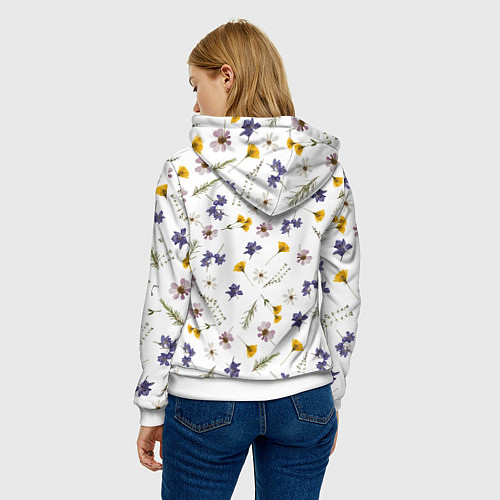 Женская толстовка Простые цветы на белом фоне / 3D-Белый – фото 4