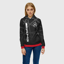Толстовка-худи женская MERCEDES - BENZ МЕРСЕДЕС, цвет: 3D-красный — фото 2