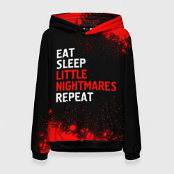 Толстовка-худи женская Eat Sleep Little Nightmares Repeat, цвет: 3D-черный