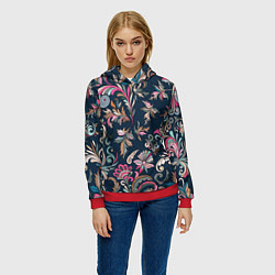 Толстовка-худи женская Холодная хохлома, цвет: 3D-красный — фото 2