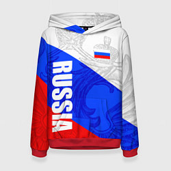 Толстовка-худи женская RUSSIA - SPORTWEAR - ТРИКОЛОР, цвет: 3D-красный