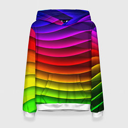 Толстовка-худи женская Color line neon pattern Abstraction Summer 2023, цвет: 3D-белый