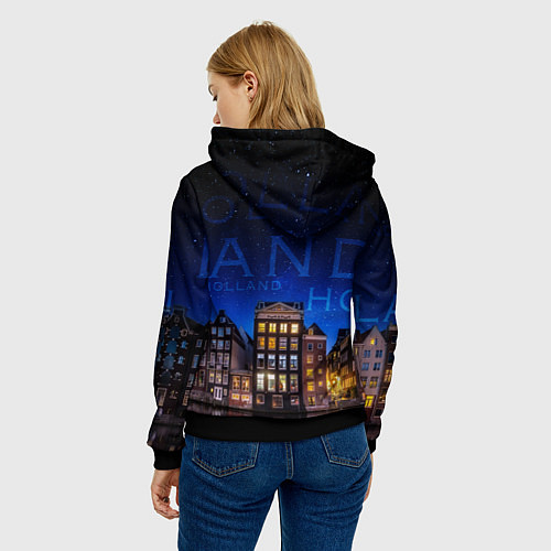 Женская толстовка Голландия в ночи / 3D-Черный – фото 4