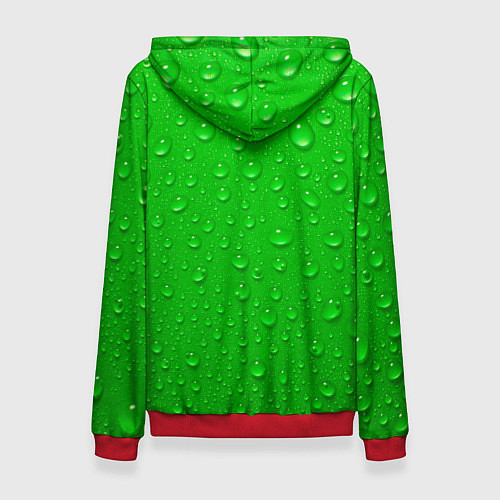 Женская толстовка Зеленый фон с росой / 3D-Красный – фото 2