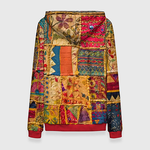 Женская толстовка Пэчворк Лоскутное одеяло Patchwork Quilt / 3D-Красный – фото 2