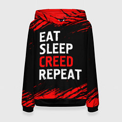Толстовка-худи женская Eat Sleep Creed Repeat - Краски, цвет: 3D-черный