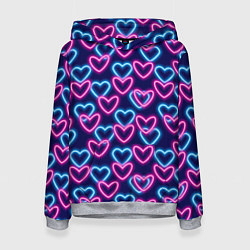 Женская толстовка Неоновые сердца, паттерн