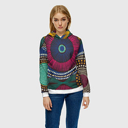 Толстовка-худи женская Африка Орнамент, цвет: 3D-белый — фото 2