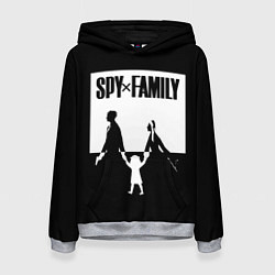 Толстовка-худи женская Spy x Family: Семья шпиона черно-белая, цвет: 3D-меланж