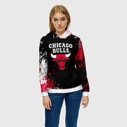 Толстовка-худи женская Чикаго Буллз Chicago Bulls Огонь, цвет: 3D-белый — фото 2