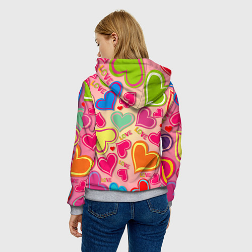 Женская толстовка ЛЮБОВНЫЕ СЕРДЕЧКИ LOVE HEARTS / 3D-Меланж – фото 4