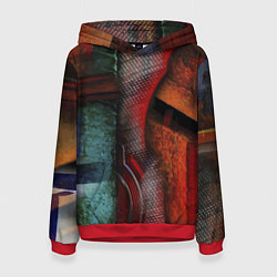 Толстовка-худи женская Урбанистический паттерн Urban pattern, цвет: 3D-красный