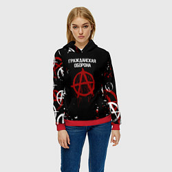 Толстовка-худи женская Гражданская оборона A, цвет: 3D-красный — фото 2