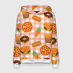 Женская толстовка PIZZA DONUT BURGER FRIES ICE CREAM pattern