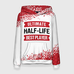 Толстовка-худи женская Half-Life: красные таблички Best Player и Ultimate, цвет: 3D-белый