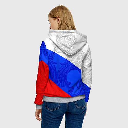 Женская толстовка РОССИЙСКИЙ ТРИКОЛОР - ФОРМА ВДВ РАЗРЫВ / 3D-Меланж – фото 4